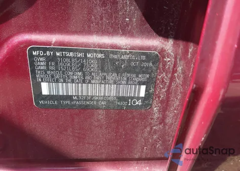 2019 Mitsubishi Mirage G4 Es from USA, damaged, VIN ML32F3FJ9KHF03657